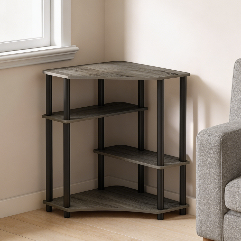 French Oak 4-Tier Toolless Corner Shelf - Image 2