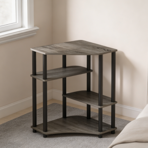 French Oak 4-Tier Toolless Corner Shelf