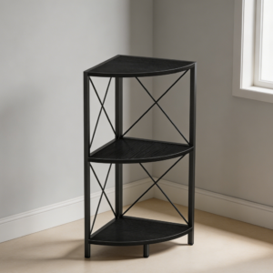 Black 3-Tier Metal Frame Corner Shelf